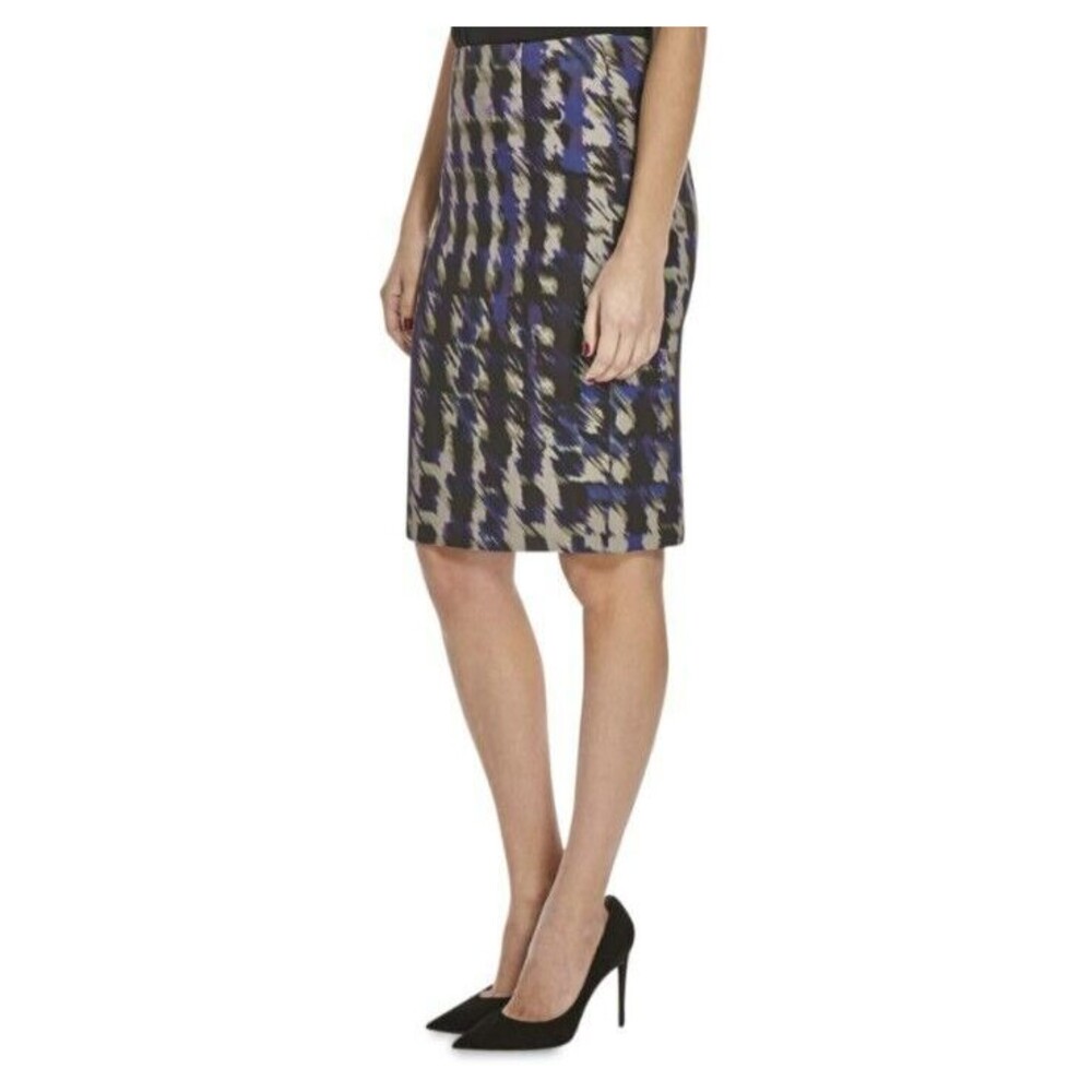 Hugo Boss Vilina Skirt Size US 4 $385 Viscose Patterned Purple Beige Lined 271